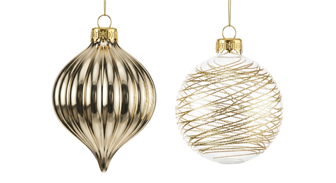 Elegant christmas ornaments with gold accents for holiday decorating themes