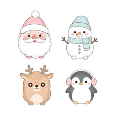 Fototapeta premium A diverse family gathering filled with holiday spirit and cheer, a comic Xmas illustration with multiple festive elements