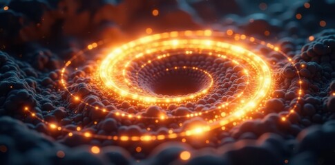 Golden rings swirl, glowing spiral, magic flare , magic, rings, swirl