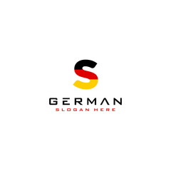 German Flag Initial Letter S Design Vector Template
