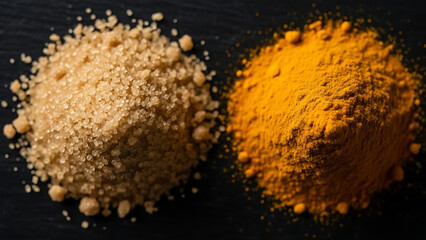 Sweet and savory kitchen staples displayed side by side