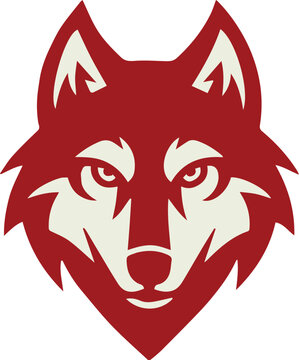 wolf logo emblem red head silhouette vector for branding and identity