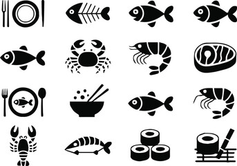 seafood sushi icons vector nigiri maki rolls lobster crab shrimp