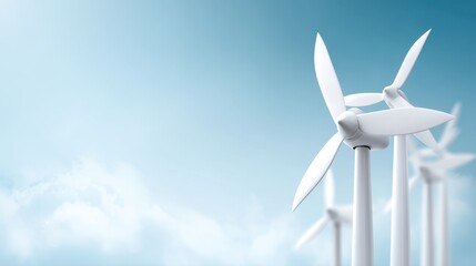 Wind turbines against a clear blue sky, showcasing renewable energy technology and sustainable power generation in a serene environment