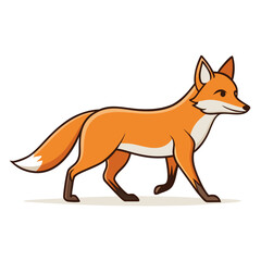 Fototapeta premium Cartoon Fox Walking On White Background