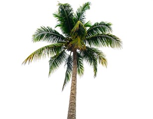 Obraz premium Isolated, full shot of a mature palm tree with lush green fronds