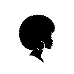 Black woman silhouette with afro and hoop earring