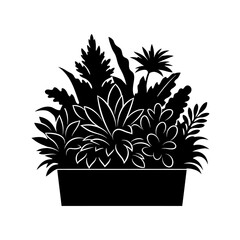 Decorative plant pot silhouette vector