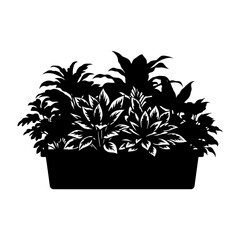 Potted plants silhouette vector illustration
