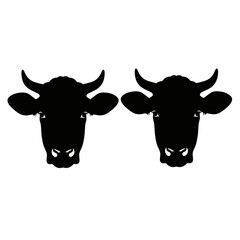 Two cow head silhouettes vector
