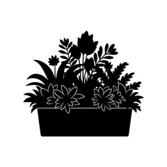 Potted plants silhouette vector