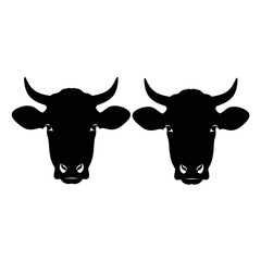 Cow head silhouette vector set