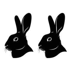 Black rabbit head silhouettes vector