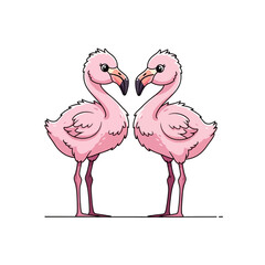 Cute pink flamingo couple forming a heart shape