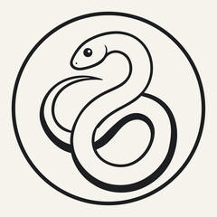 Fototapeta premium Snake curled in a circle minimalist black vector art