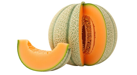 Fresh cantaloupe melon with vibrant orange flesh and nutritious seeds