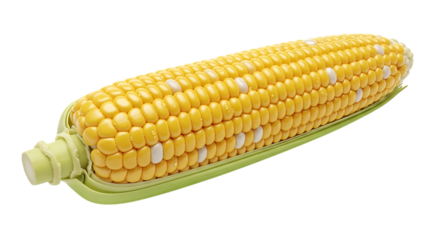 Fresh Ear of Corn Isolated on Black Background Ready to Eat