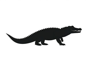 Fototapeta premium Silhouetted depiction of a crocodile's profile, showcasing its distinct scales, jaws, and powerful stance