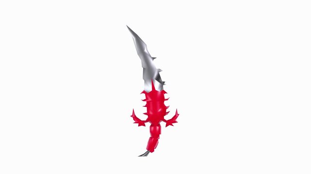Stylized Fantasy Dagger with Red and Silver Blade