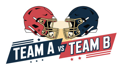 Obraz premium American Football Showdown Team A vs Team B Helmets, Ready for a Super Bowl Sunday FaceOff