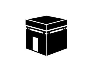 A black and white depiction of a cube-shaped holy structure