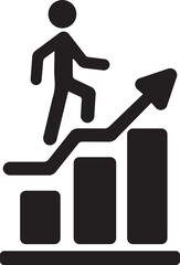 Stick figure climbing a bar graph