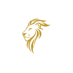 Stylized golden lion head with flowing mane