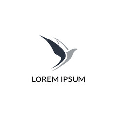 Modern minimalist abstract bird logo design in blue and grey