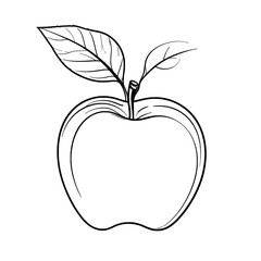 Fototapeta premium Monochrome Apple Line Art with Two Leaves Isolated on White Background Detailed Vector Illustration in Black and White Drawing Style