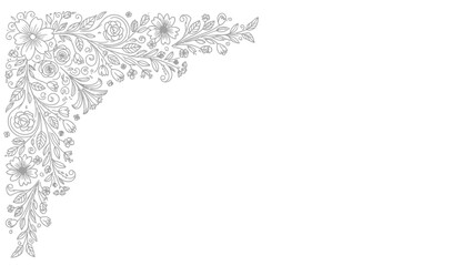 Elegant floral corner design element decorative flourish illustration for invitations cards and wedding designs isolated on white background