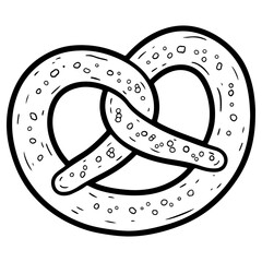 Traditional twisted pretzel illustration savory snack food hand drawn in black and white ink sketch style isolated on white background suitable for bakery or oktoberfest designs
