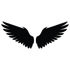 Stunning black wings spread wide against a clean white background for your design