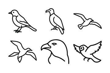 Bird and Feather Icon Bundle, Flying Bird Silhouette Icon Set, Feather Vector Symbol Collection, Avian Nature Logo Icons, Minimal Bird Feather Design Pack