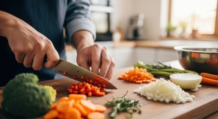 Preparing fresh colorful vegetables for a healthy homemade meal