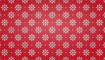 Seamless Christmas pattern with white snowflakes on a festive red background