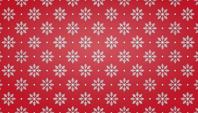 Seamless Christmas pattern with white snowflakes on a festive red background