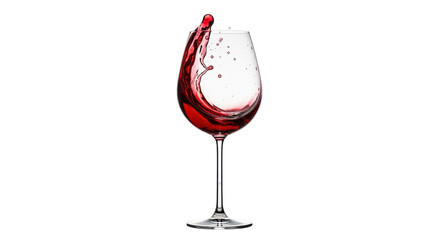 Red wine splash in a glass isolated PNG, dynamic movement of liquid on transparent background for beverage and celebration concepts