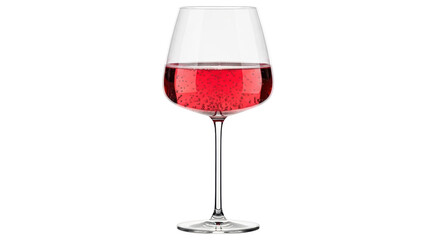 Elegant red wine glass isolated PNG, filled with sparkling rosé wine on transparent background, celebration drink for special occasions