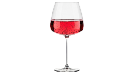 Elegant red wine glass isolated PNG, filled with sparkling rosé wine on transparent background, celebration drink for special occasions