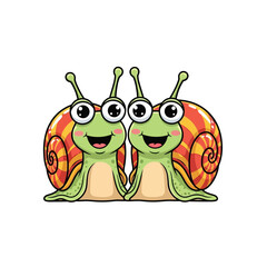 Cute cartoon snail friends