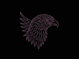 Eagle Line Art Vector Illustration with Gradient Stroke Modern Minimalism