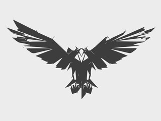 Geometric Eagle Vector Illustration from Thick Blocks Modern Abstract Vector Art