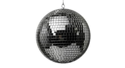 Shiny disco ball PNG isolated on transparent background, retro party decoration for festive events and dance clubs