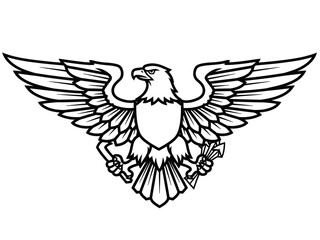 Eagle Crest Symmetrical Wings Vector Art Illustration Badge Emblem Design