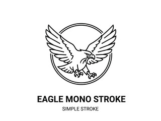 Monoline Eagle Circle Vector Art Simple Stroke Design Illustration