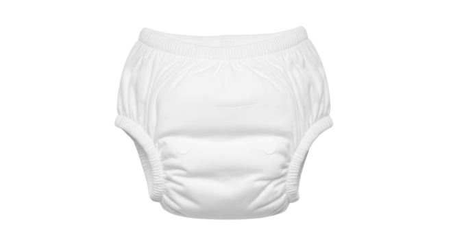 Reusable cloth diaper isolated PNG on transparent background, washable baby nappy for eco-friendly parenting and childcare