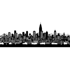 Naklejka premium Black and white city skyline silhouette vector