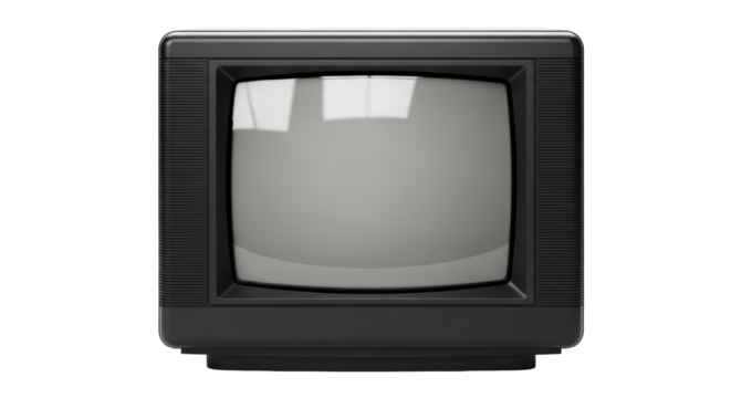 Vintage black television PNG isolated on transparent background, retro TV set for design and nostalgic projects