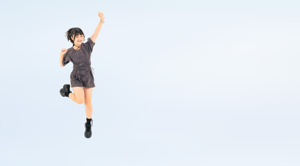 Fototapeta premium 元気にジャンプする10代の女性の全身写真