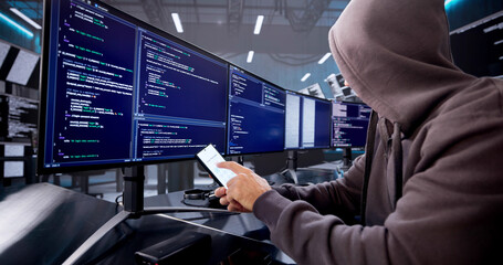 Man In Balaclava Stealing Data